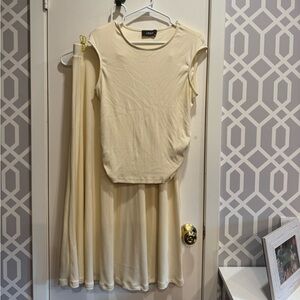 Cider 0X Cream Ribbed Top and Maxi Skirt Set